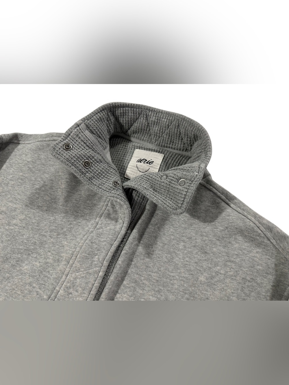 Aerie Gray Oversized Snap Neck Pullover Sweatshirt XXS - Picture 4 of 9